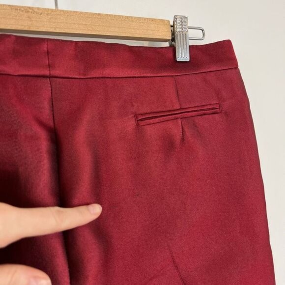 Vintage Celine Women’s 40 US 12 Red Silk Pleated Dress Pants Cropped Pockets - Picture 12 of 13